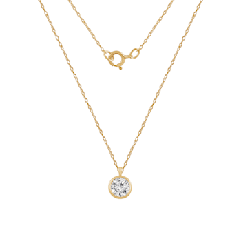 LUXGEM 14K Yellow Gold Bezel Round Cut Pendant Necklace | 0.5 Carat
Cubic Zirconia