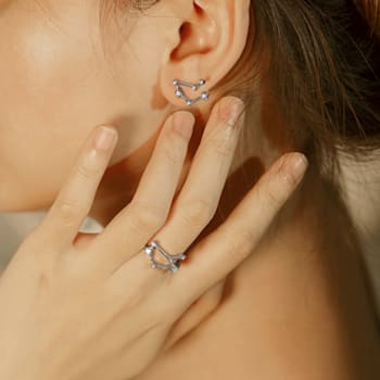 J'ADMIRE Virgo Constellation Rhodium Over Sterling Silver Ring