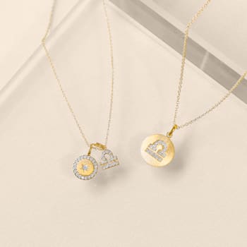 J'ADMIRE 14K Yellow Gold Over Sterling Silver Vintage Libra Zodiac Sign
Pendant Necklace
