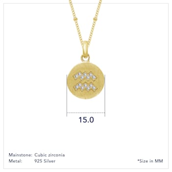 J'ADMIRE 14K Yellow Gold Over Sterling Silver Vintage Aquarius Zodiac
Sign Pendant Necklace