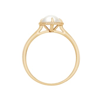J'ADMIRE 10K Gold Crystal Freshwater Pearl Simulant Solitaire Ring