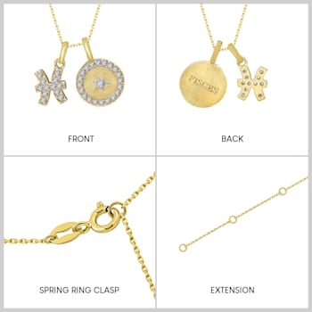 J'ADMIRE 14K Yellow Gold Over Sterling Silver Pisces Zodiac Pendant Set Necklace