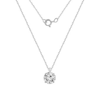LUXGEM 14K White Gold Round Cut Pendant Necklace | 0.5 Carat Cubic Zirconia