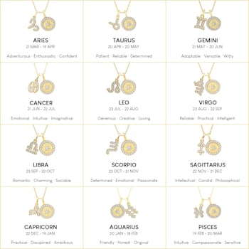 J'ADMIRE 14K Yellow Gold Over Sterling Silver Cancer Zodiac Pendant Set Necklace