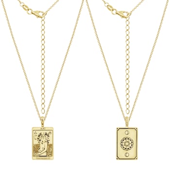 J'ADMIRE 14K Yellow Gold Over Sterling Silver Tarot Card The World
Pendant Necklace