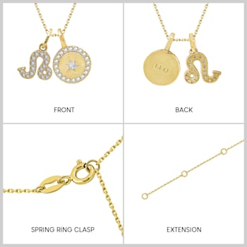 J'ADMIRE 14K Yellow Gold Over Sterling Silver Leo Zodiac Pendant Set Necklace