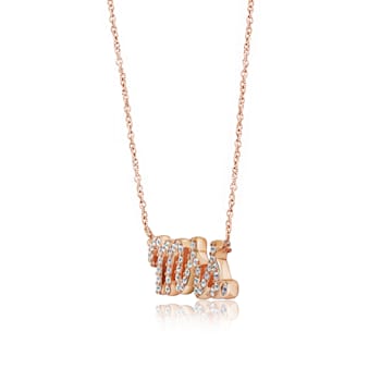 J'ADMIRE 14K Rose Gold Over Sterling Silver Pave Mrs. Pendant Necklace