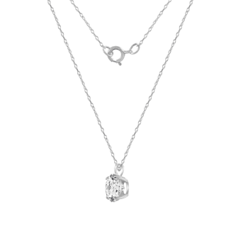 LUXGEM 14K White Gold Round Cut Pendant Necklace | 0.5 Carat Cubic Zirconia