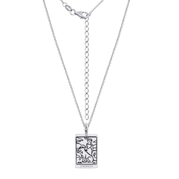 J'ADMIRE Platinum 950 Over Sterling Silver Tarot Card Strength Pendant Necklace