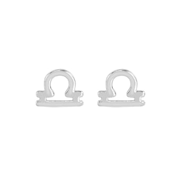 J'ADMIRE Platinum 950 Over Sterling Silver Dainty Zodiac Libra Stud Earrings