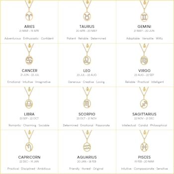 J'ADMIRE Sterling Silver Oval Zodiac Pendant Necklace