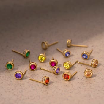LUXGEM 10K Yellow Gold Solitaire November Birthstone Earrings | 0.25
Carat Citrine Simulant
