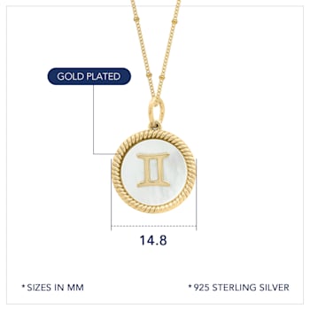 J'ADMIRE Mother of Pearl 14K Yellow Gold Over Sterling Silver Gemini
Zodiac Necklace