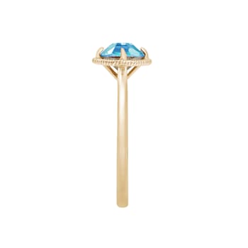 J'ADMIRE 10K Gold Crystal Aquamarine Simulant Solitaire Ring