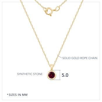 LUXGEM 10K Solid Gold Solitaire July Birthstone Necklace for Women, 0.25
Carat Gemstone Simulant CZ