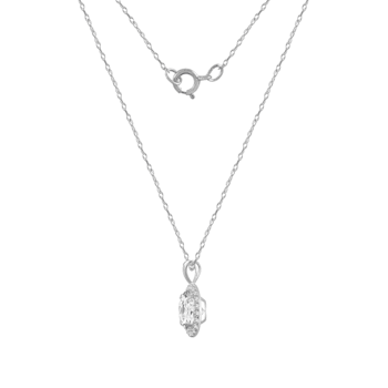 LUXGEM 14K White Gold Round Halo Pendant Necklace | 1 Carat Cubic Zirconia