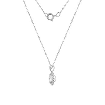 LUXGEM 10K White Gold Round Halo Pendant Necklace | 0.5 Carat Cubic Zirconia
