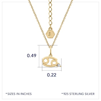 J'ADMIRE 14K Yellow Gold Over Sterling Silver Cancer  Zodiac Pendant Necklace