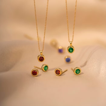 LUXGEM 10K Yellow Gold Solitaire September Birthstone Earrings | 0.25
Carat Sapphire Simulant