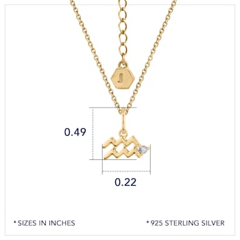 J'ADMIRE 14K Yellow Gold Over Sterling Silver Aquarius Zodiac Pendant Necklace