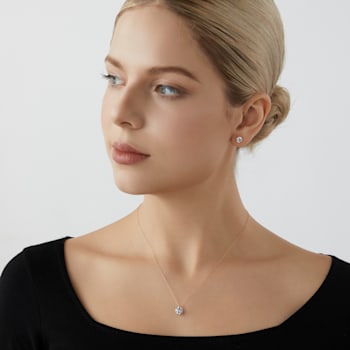 LUXGEM 14K Yellow Gold Round Cut Solitaire Studs | 2 carat Cubic Zirconia
