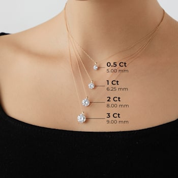 LUXGEM 10K White Gold Round Cut Pendant Necklace | 2 Carat Cubic Zirconia