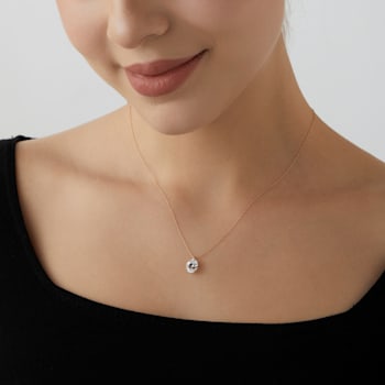 LUXGEM 10K Yellow Gold Oval Cut Pendant Necklace | 3 Carat Cubic Zirconia