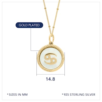 J'ADMIRE Mother of Pearl 14K Yellow Gold Over Sterling Silver Cancer
Zodiac Necklace