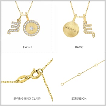 J'ADMIRE 14K Yellow Gold Over Sterling Silver Scorpio Zodiac Pendant Set Necklace