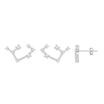 J'ADMIRE Rhodium Over Sterling Silver Dainty Zodiac Sagittarius Stud Earrings