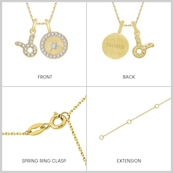 J'ADMIRE 14K Yellow Gold Over Sterling Silver Taurus Zodiac Pendant Set Necklace