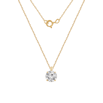 LUXGEM 10K Yellow Gold Round Cut Pendant Necklace | 1 Carat Cubic Zirconia