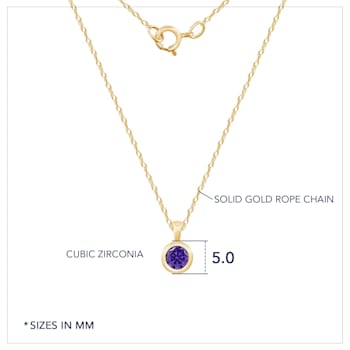 LUXGEM 10K Solid Gold Solitaire February Birthstone Necklace, 0.25 Carat
Gemstone Simulant CZ