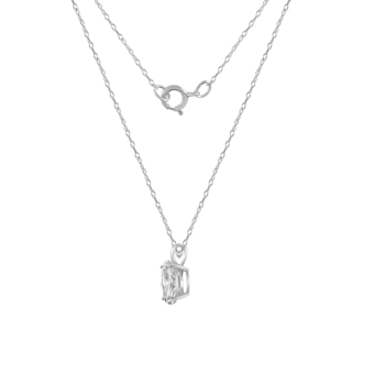 LUXGEM 14K White Gold Oval Cut Pendant Necklace | 2 Carat Cubic Zirconia