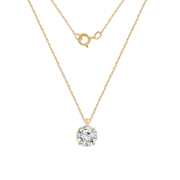 LUXGEM 14K Yellow Gold Round Cut Pendant Necklace | 0.5 Carat Cubic Zirconia