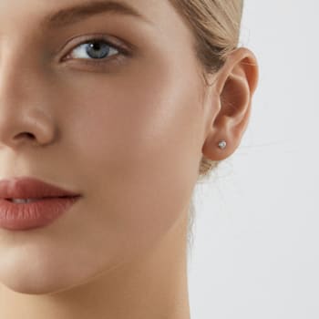 LUXGEM 10K Yellow Gold Round Cut Solitaire Studs | 1/2 carat Cubic Zirconia