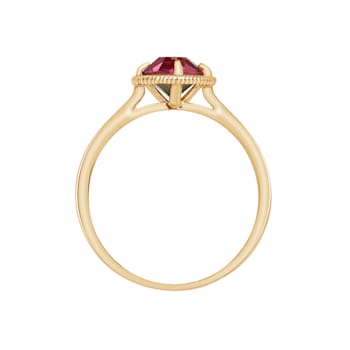J'ADMIRE 10K Gold Crystal Ruby Simulant Solitaire Ring