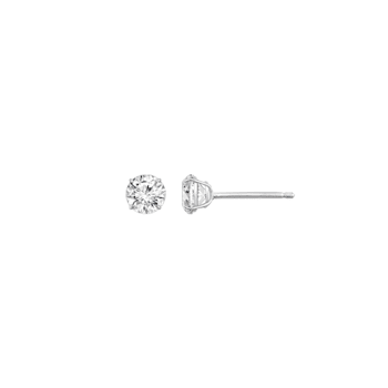 LUXGEM 10K White Gold Round Cut Solitaire Studs | 1 carat Cubic Zirconia