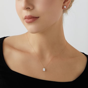LUXGEM 14K Yellow Gold Emerald Cut Solitaire Studs | 2 carat Cubic Zirconia