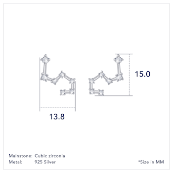 J'ADMIRE Rhodium Over Sterling Silver Dainty Zodiac Leo Stud Earrings