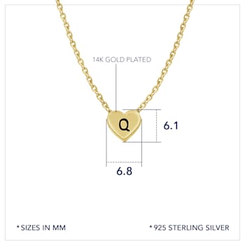 J'ADMIRE 14K Yellow Gold Over Sterling Silver Simple Initial Pendant Necklace