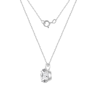 LUXGEM 10K White Gold Round Cut Pendant Necklace | 3 Carat Cubic Zirconia