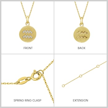 J'ADMIRE 14K Yellow Gold Over Sterling Silver Vintage Aquarius Zodiac
Sign Pendant Necklace