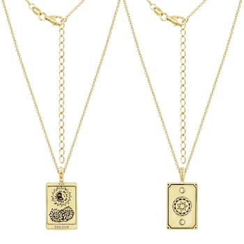 J'ADMIRE 14K Yellow Gold Over Sterling Silver Tarot Card The Sun Pendant Necklace