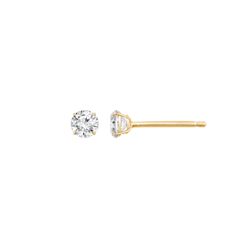 LUXGEM 10K Yellow Gold Round Cut Solitaire Studs | 1/2 carat Cubic Zirconia