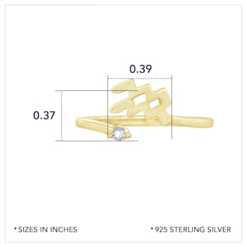 J'ADMIRE 14K Yellow Gold Over Sterling Silver Aquarius Horoscope Ring