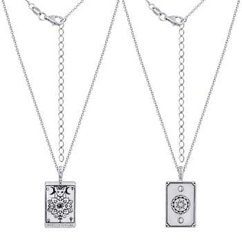 J'ADMIRE Platinum 950 Over Sterling Silver Tarot Card Wheel of Fortune
Pendant Necklace