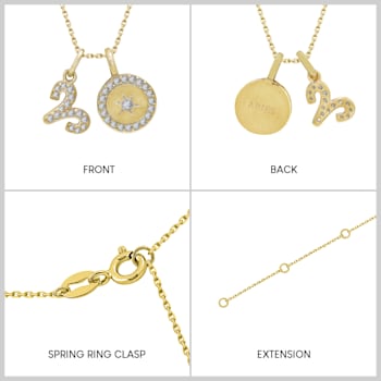 J'ADMIRE 14K Yellow Gold Over Sterling Silver Aries Zodiac Pendant Set Necklace