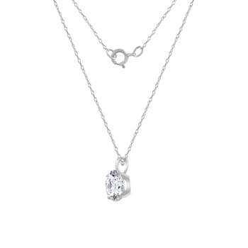 LUXGEM 14K White Gold Round Cut Pendant Necklace | 2 Carat Cubic Zirconia