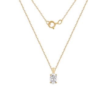 LUXGEM 10K Yellow Gold Oval Cut Pendant Necklace | 0.5 Carat Cubic Zirconia